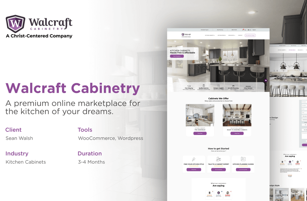 Case study of a popular kitchen cabinetry eCommerce brand - Walcraft