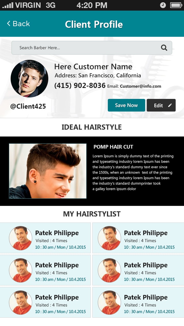 Client Profile Screen