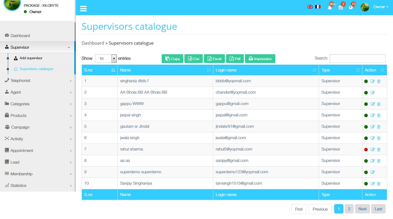 Supervisors Catalogue
