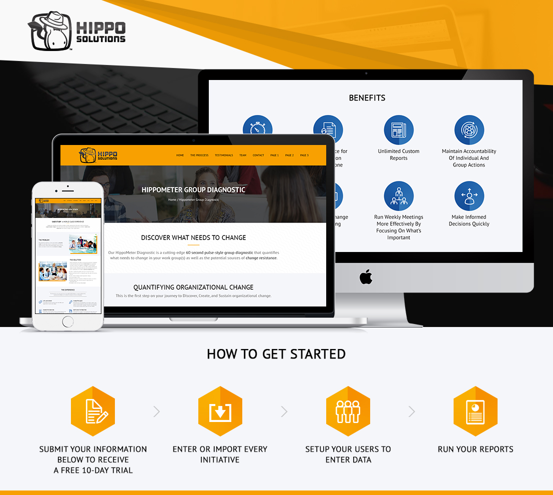 Hippo solution – Software Reporting & Tracking Platform – Landing Page Design